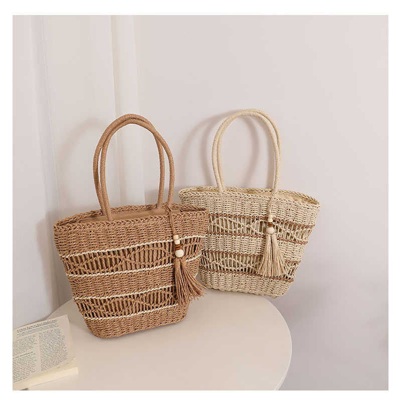 Women's Medium Straw Color Block Vintage Style Square Zipper Handbag display picture 1