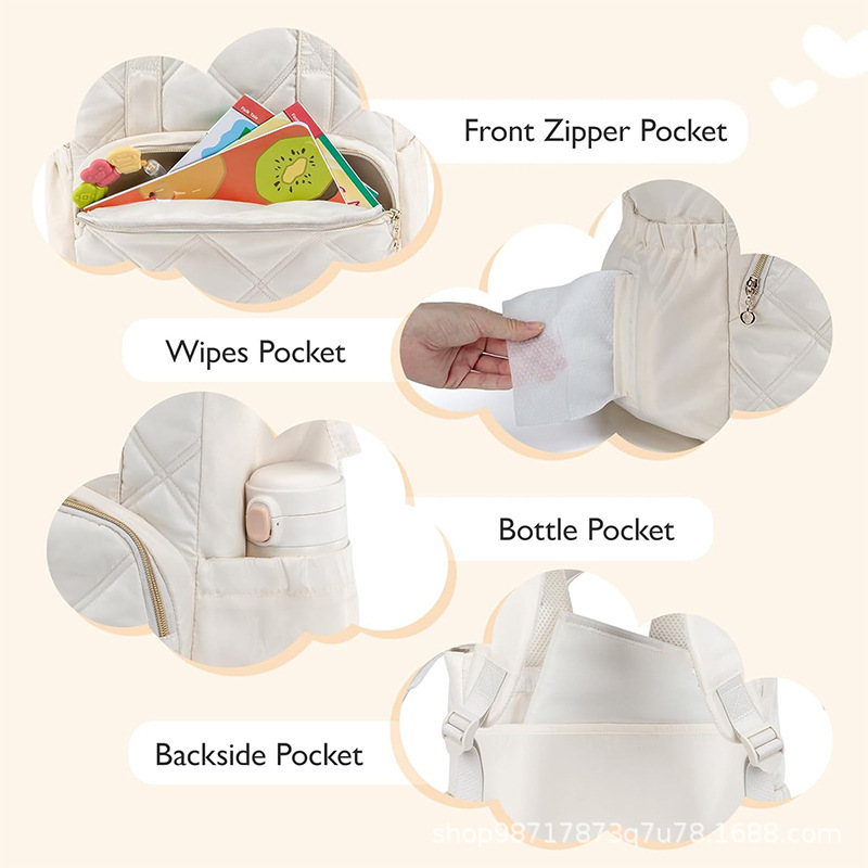 Amazon nueva bolsa de pañales de quilting mochila pequeña mochila de pañales de viaje ligero mini mochila con puerto de aislamiento térmico