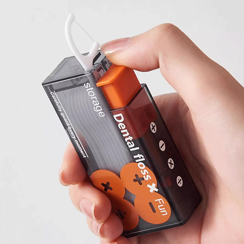ポータブルミニデンタルフロスとデンタルフロススティック収納ボックス、ポータブルつまようじホルダー、自動ポップアップデンタルフロスボックス、家庭用クリーン|undefined
