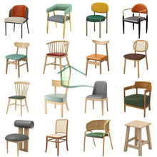 餐厅椅子商用餐饮小吃店面馆料理寿司食堂餐厅饭店咖啡厅实木餐椅