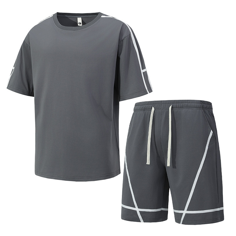 2025 verano nuevo estilo pantalones cortos de manga corta para hombres adolescentes traje de ocio deportivo marca de moda casual traje de dos piezas para hombres