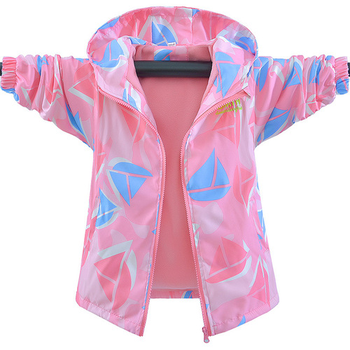 Children's combat jacket, one-piece fleece thin fleece autumn girls' coat spring and autumn clothing  new medium and large children's down windbreaker 