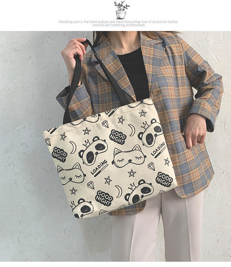 Women's Large Canvas Animal Cartoon Cute Zipper Tote Bag display picture 2