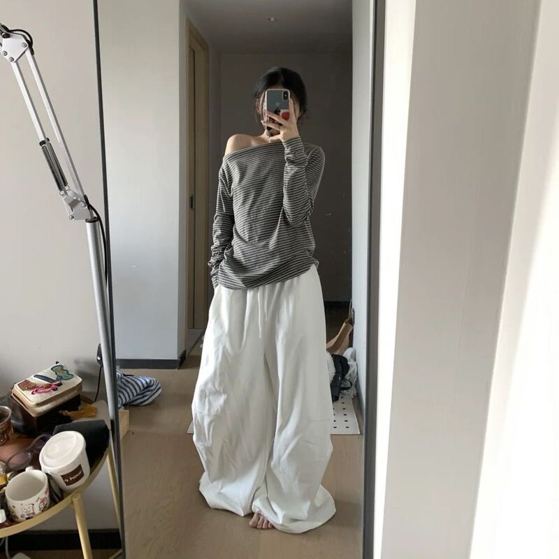 American Retro Quick-Dry Sports Casual Lazy Style Jazz Street Dance Wide-Leg Loose Casual Floor-Length Workwear Pants Trendy