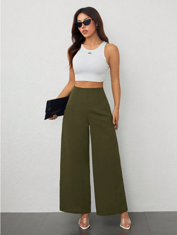 Pantaloni a gamba larga donna autunnali casual fluidi sfiancati_voghion.com