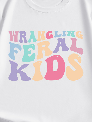 EBAY Girls' Summer Casual Short Sleeve T-Shirt International Children's Day Letter Print Crew Neck Comfortable Children's Clothing