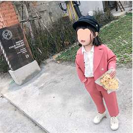 女童套装韩版外套小西装加长裤26秋装新款外贸童装代发3-8岁
