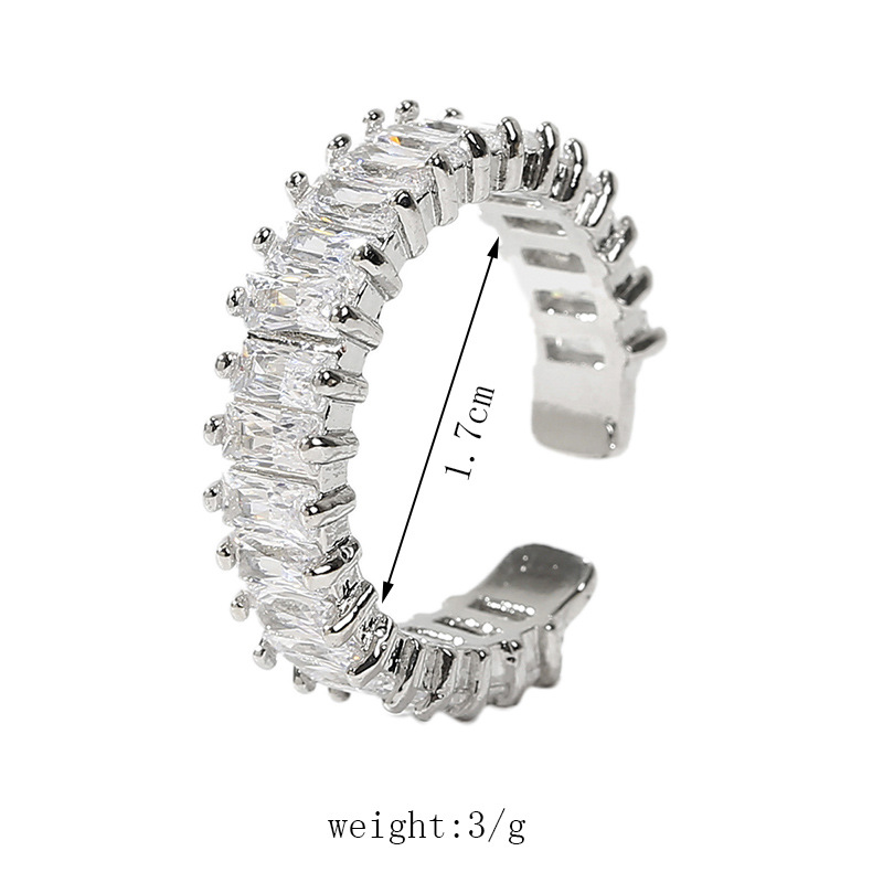 Korean simple temperament copper inlaid zirconium open creative high-quality ring jewelry
