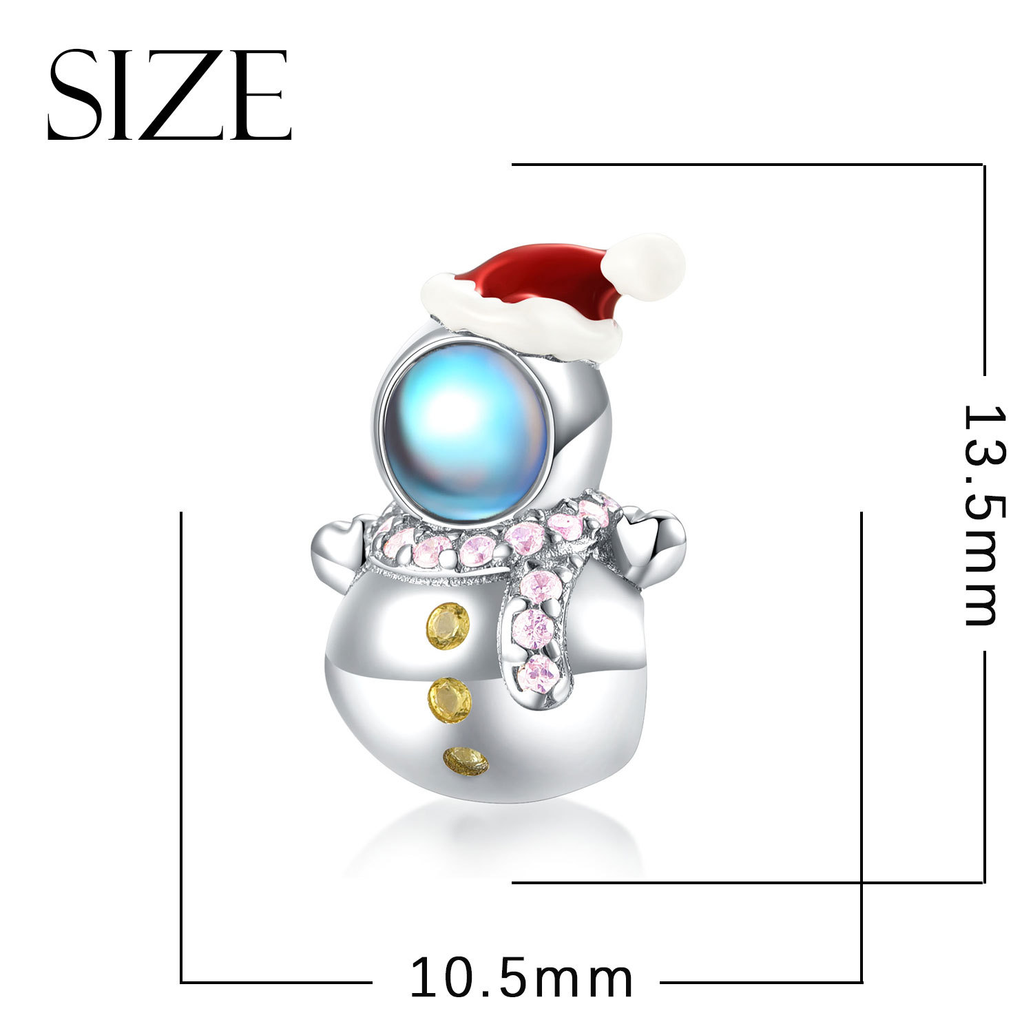 Creazione di gioielli natalizi Nuovo pupazzo di neve di Natale S925 Argento Pietra di luna Perline Bracciale in argento Accessori fai da te Ciondolo con perline Regalo di Natale_voghion.com