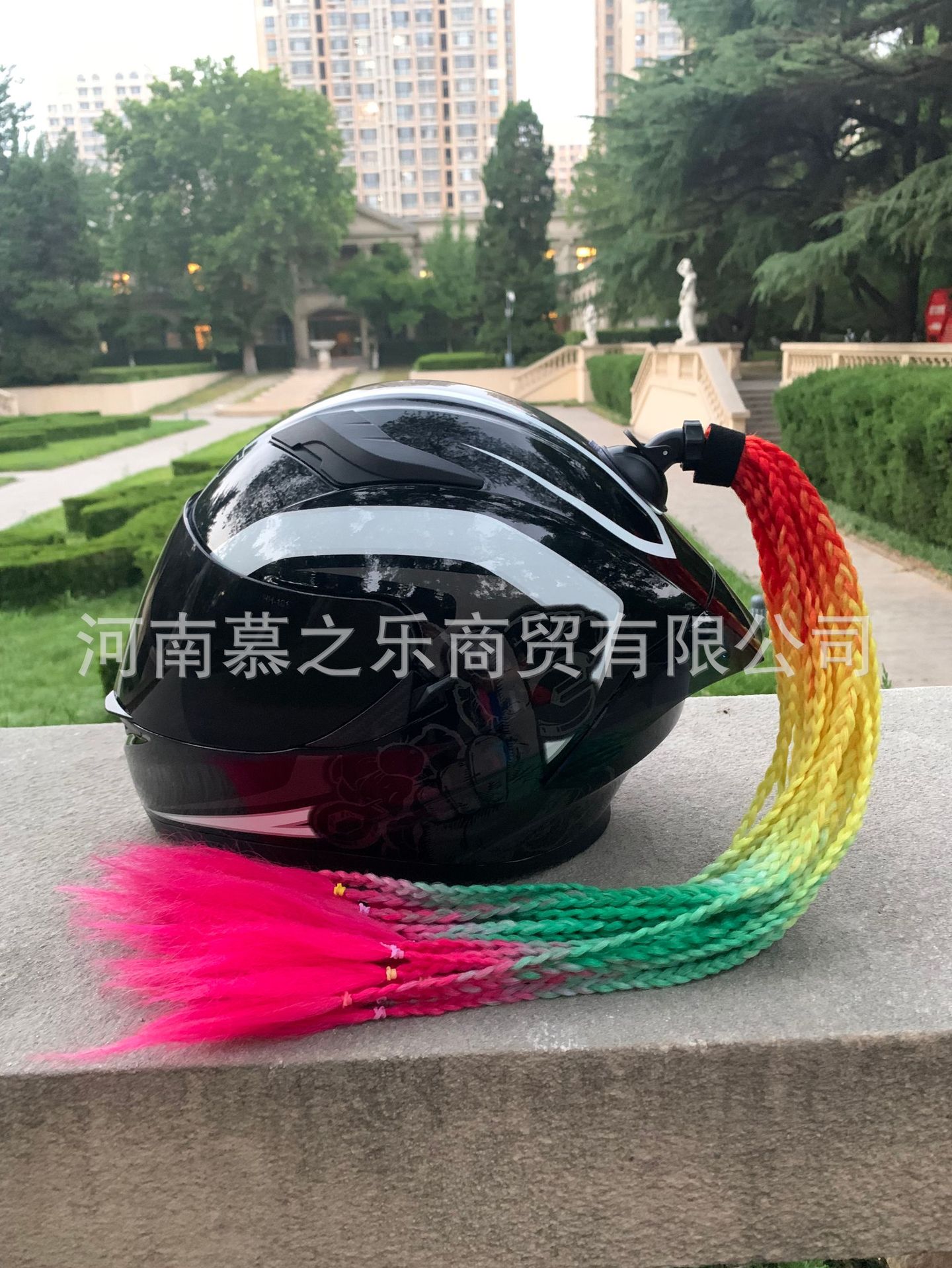 Helmet Decoration Braids with Suction Cup Ponytail Motorcycle Helmet