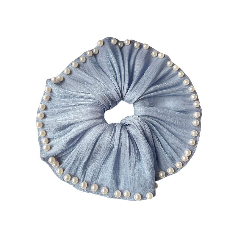 Lazo para el cabello de intestino grueso de satén de perlas de alta calidad francés, cuerda para el cabello de gran tamaño para mujer, temperamento, lujo ligero, cuerda para el viento Hepburn, accesorios para el cabello