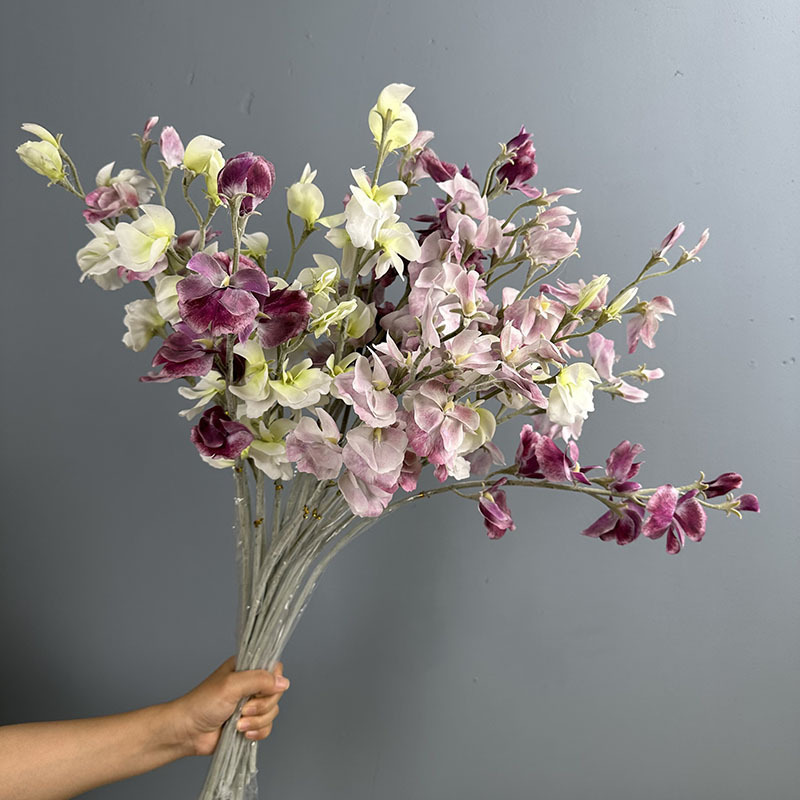 Moisturizing Artificial Pea Flowers with a Hydrating Feel, Fragrant Pea Flowers for Wedding Arrangements, Home Floral Arrangements, Cross-Border Supply of Fake Flowers