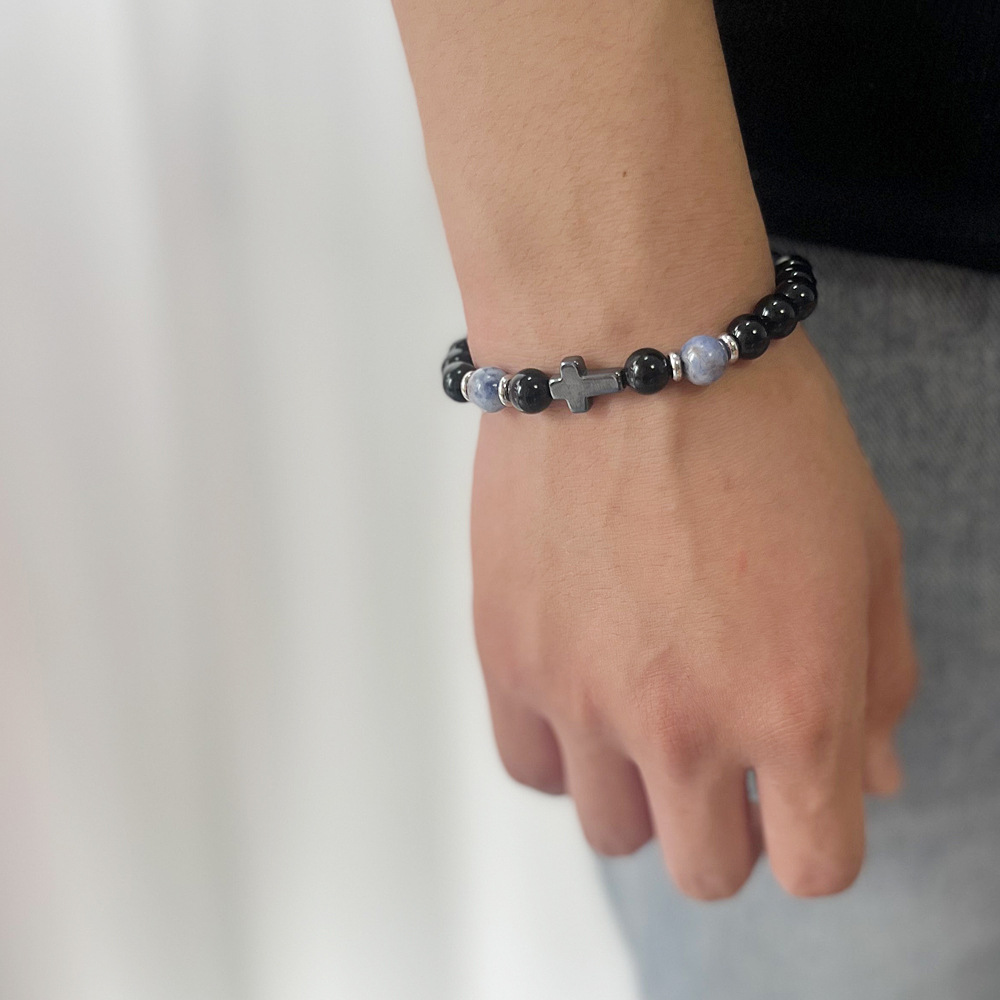 Business Occasion Hip-Hop Retro Round Natural Stone Beaded Handmade Men's Bracelets Men Beaded Bracelets