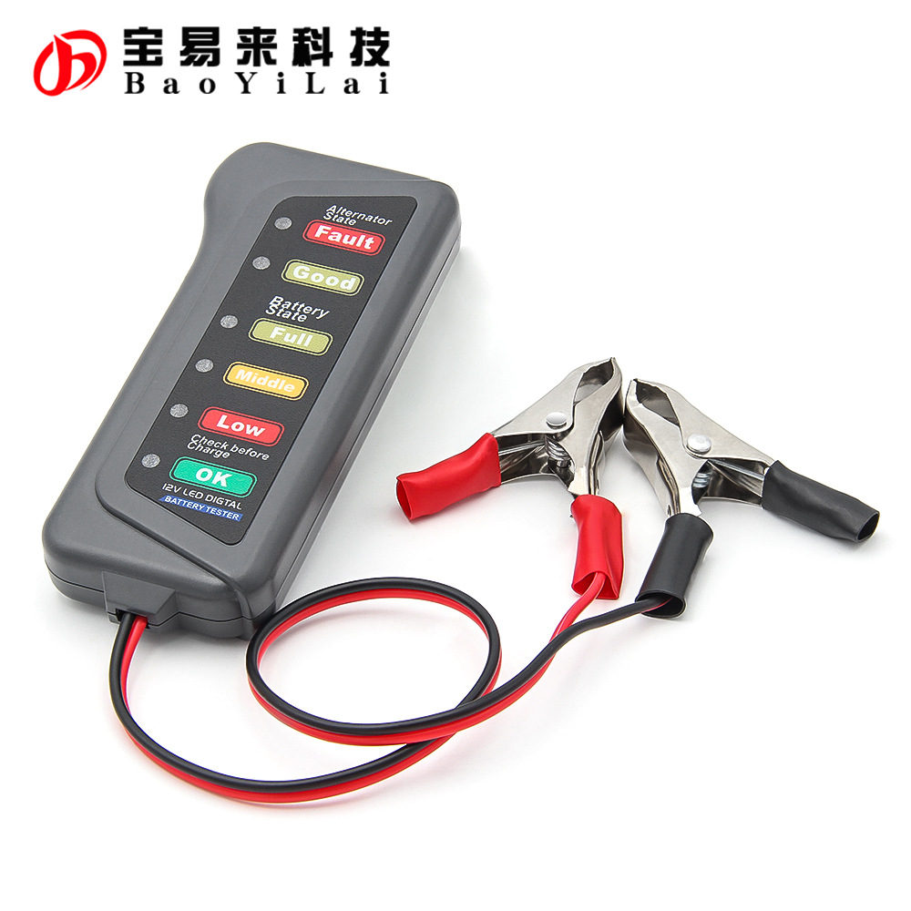 汽车12V电瓶测试仪 battery tester 12伏 蓄电池电压检测 好坏