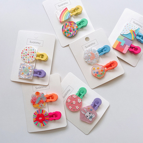 Korean cute graffiti drawing board children's hairpin side clip little girl cartoon hair accessories new girl sweet duckbill clip