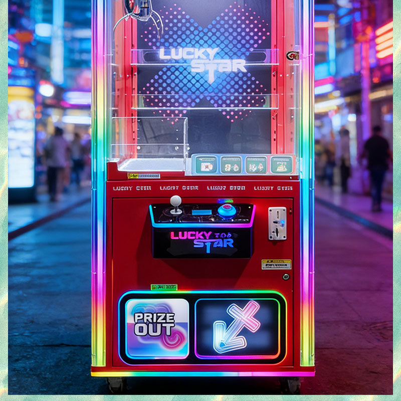 Máquina de clip de suerte pequeña máquina de regalos de luces de color brillante comercial centro comercial de juegos de videojuegos de la ciudad de monedas escanear códigos para atrapar la máquina de regalos