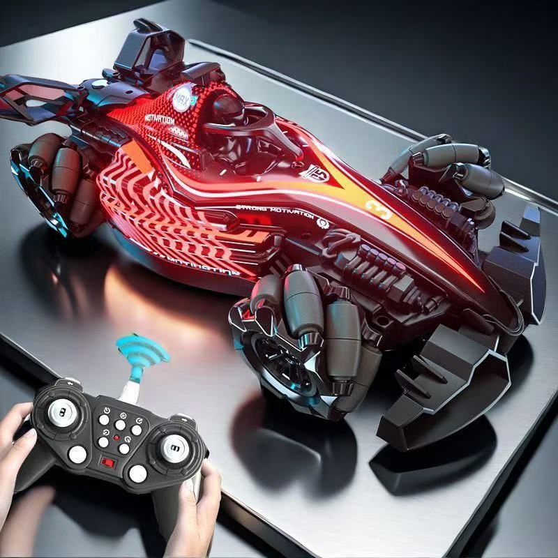 Big spray, red racing car