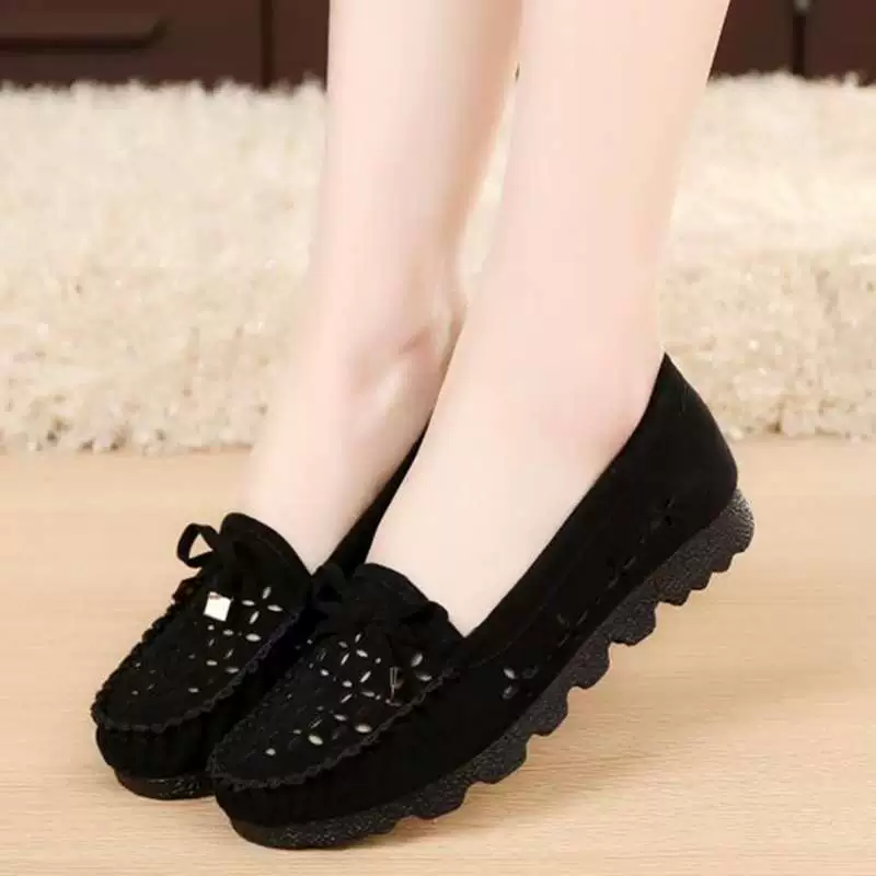 Старые северные тканевые туфли для женщин, летние черные рабочие туфли, туфли для беременных, сетчатые туфли для мам среднего и пожилого возраста, туфли на плоской подошве для пожилых людей.