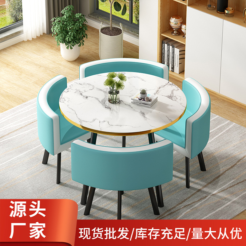 Leisure small round table coffee table, a table four chair combination milk tea shop receiving small apartment clubs to negotiate desks and chairs