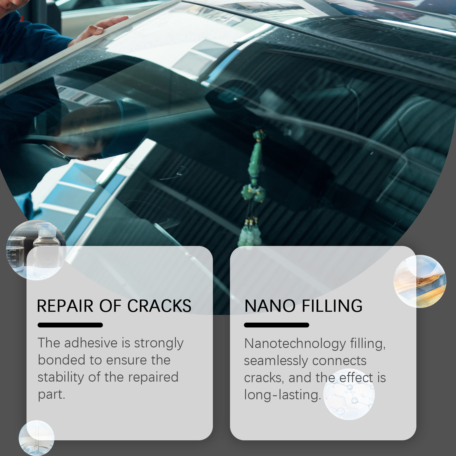 Rayhong Windshield Repair Kit Fills Cracks for Clear Vision Renovation and Repair Kit