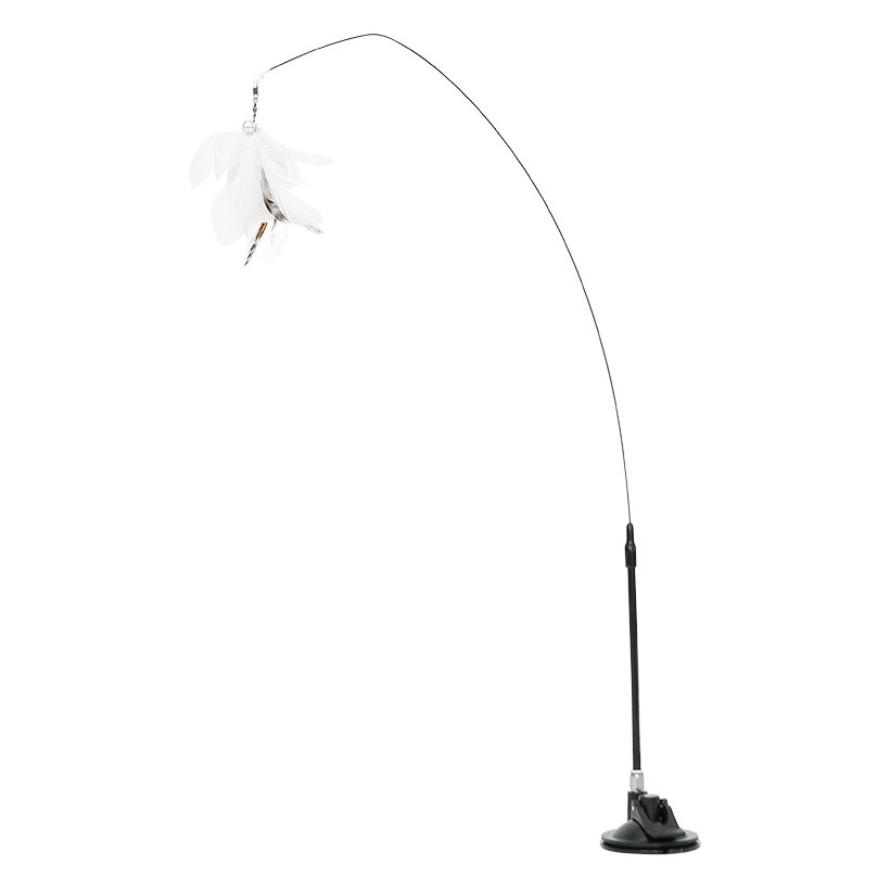 Gato juguete alambre de acero divertido gato palo pluma mordedura resistente varilla larga lechón gatito suministros aliviar congestión auto-Hola artefacto gato juguete