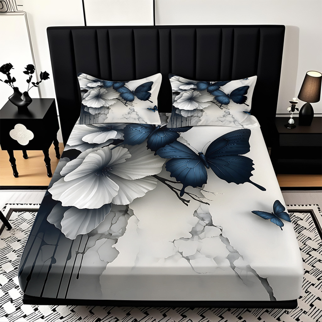 TEMU / JIT transfronterizo varios patrones de mariposa impresión digital de alta definición cama gaza pillow cover kit exclusivo transfronterizo