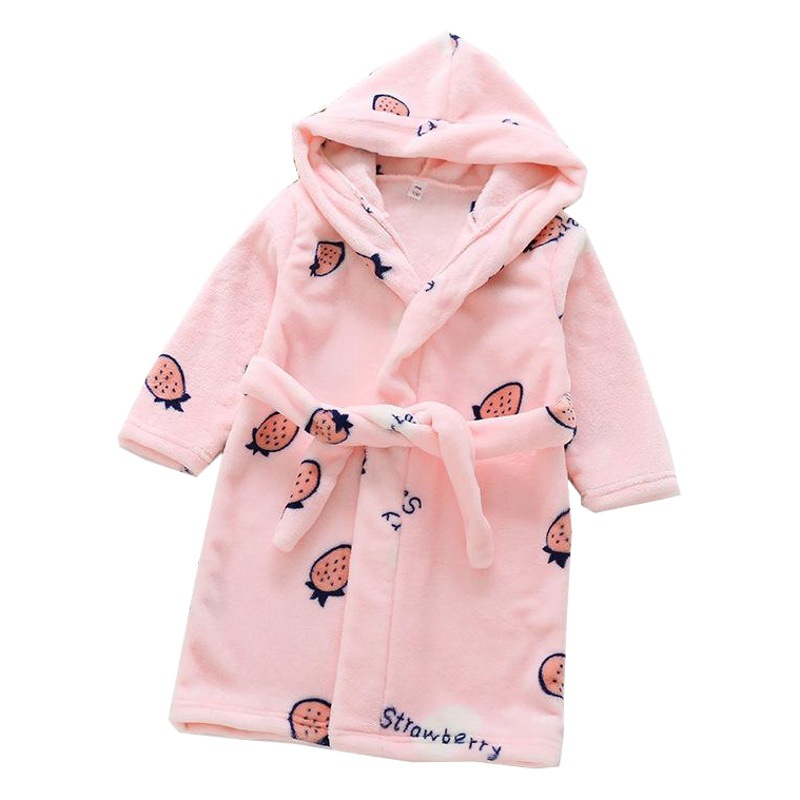 Cross-border children's bathrobe flannel home clothing female baby autumn and winter coral fleece hooded nightgown parent-child boy manufacturers