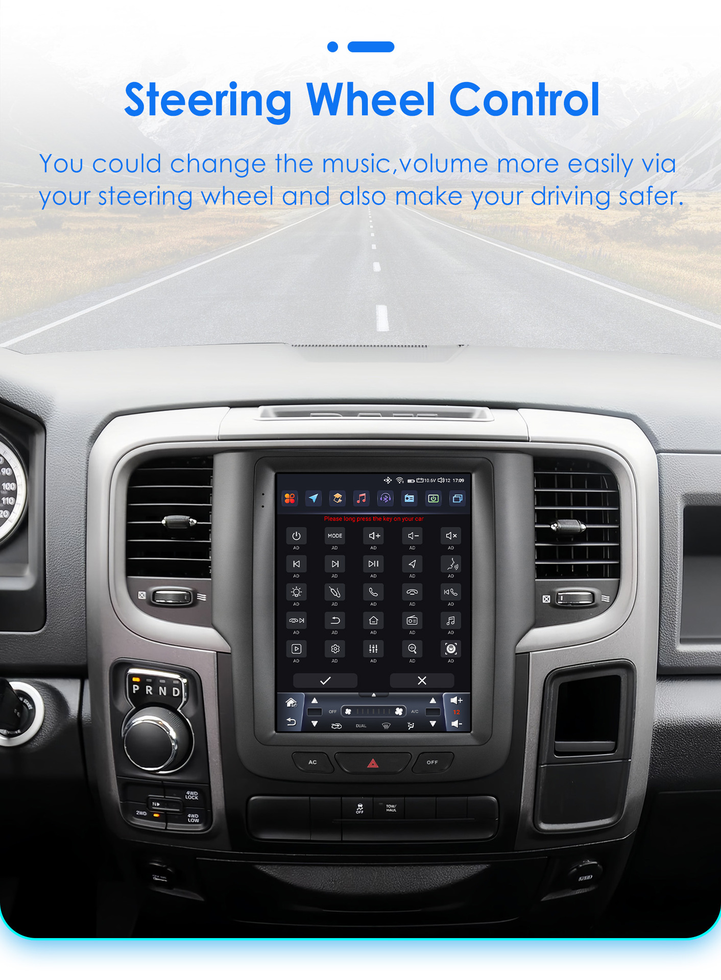 Suitable for Dodge Ram1500 Ram 13-18 Android Large-Screen Central Control Car Navigation Vertical Screen Gps All-In-One Machine