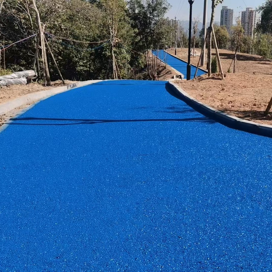 彩色沥青路面冷拌沥青彩色透水混凝土防滑陶瓷颗粒路面防滑道路