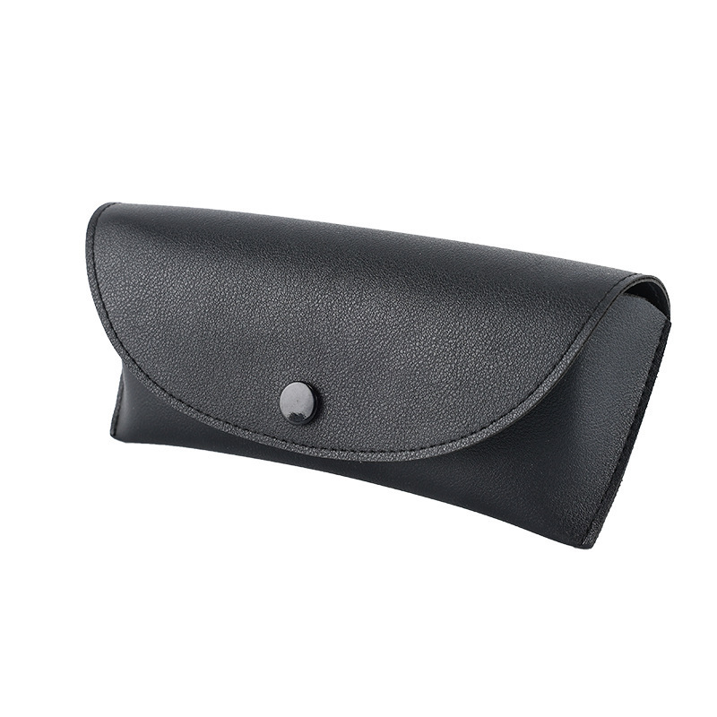 Cross-Border New Double-Sided Leather Glasses Case Simple Anti-Stress Glasses Bag Black Sunglasses Storage Box Manufacturer Wholesale