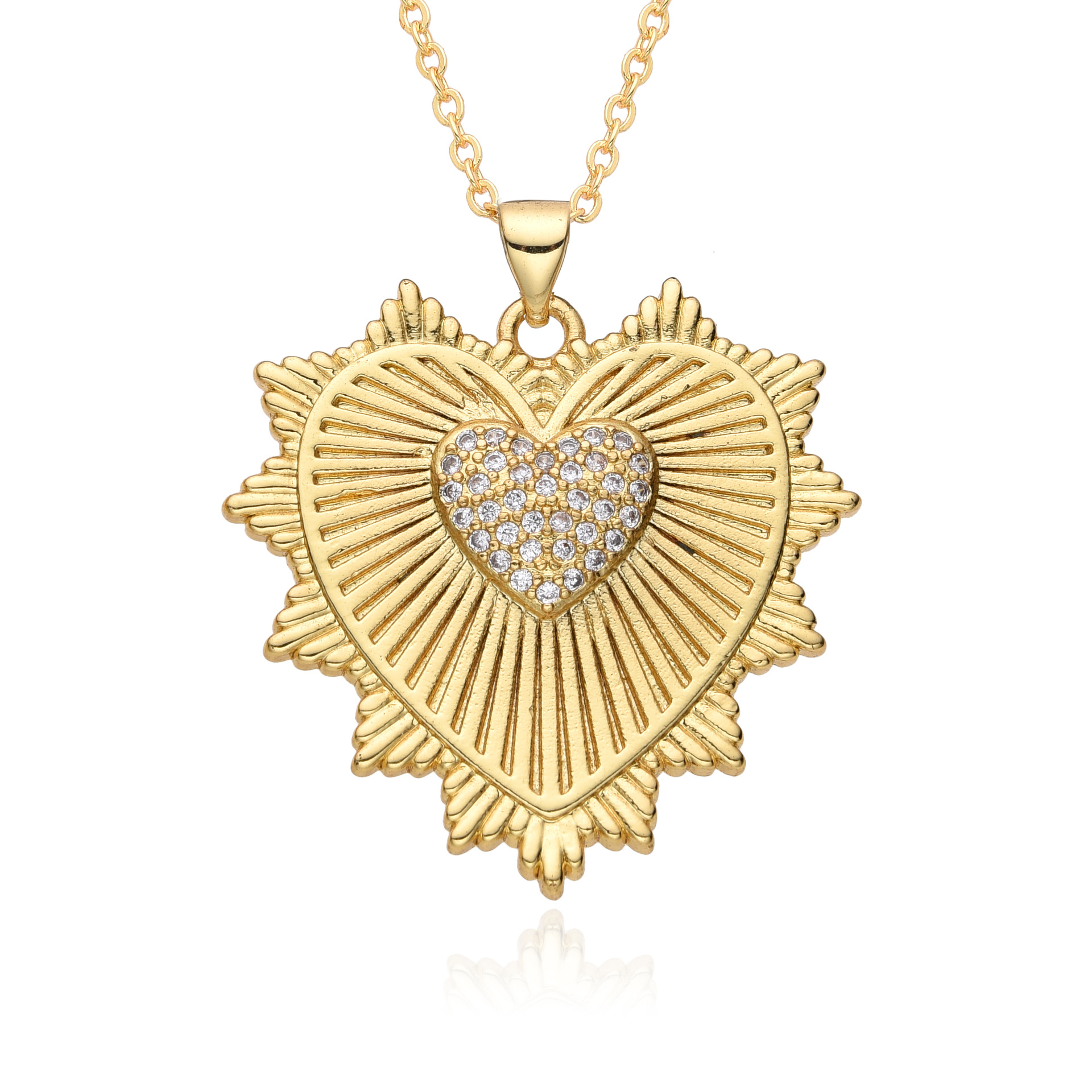 8g Weight 18K Gold Plated Plating Material Copper Pendant Material Pendant Necklace Classification Copper Chain Material 1 Piece Quantity Date, Tea Party Occasion Copper Material Heart Shape Pattern Women's Gender Sweet, Simple Style Style Copper 18K Gold Plated Heart Shape Pendant Necklace 3