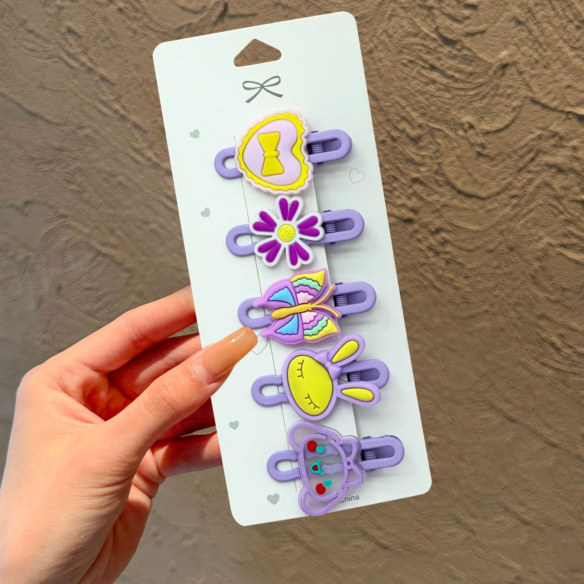 Lindo Sanrio lazo horquilla tocado niña bebé pinza de pelo roto flequillo juego de clip de una palabra para niña