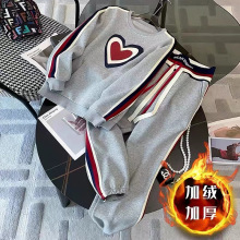 亚马逊跨境外贸货源运动套装女秋冬季新款加绒减龄大码休闲两件套