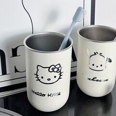 漫画サンリオ歯ブラシカップ子供食品級304ステンレス学生寮カップル用歯磨きコップ