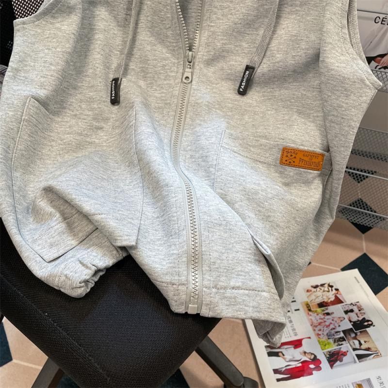 New Spring and Autumn Sleeveless Vest Hoodie for Women, Korean Style High-End Zip-Up Cardigan Jacket, Niche Top