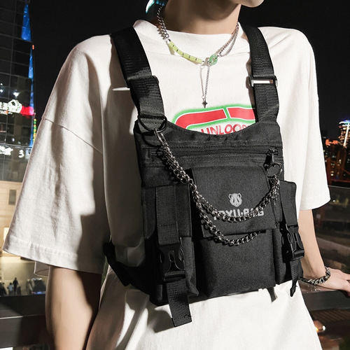 Trendy Hong Kong style multi-functional vest bag for men and women ins hip-hop chest bag workwear motorcycle tactical bag new vest bag