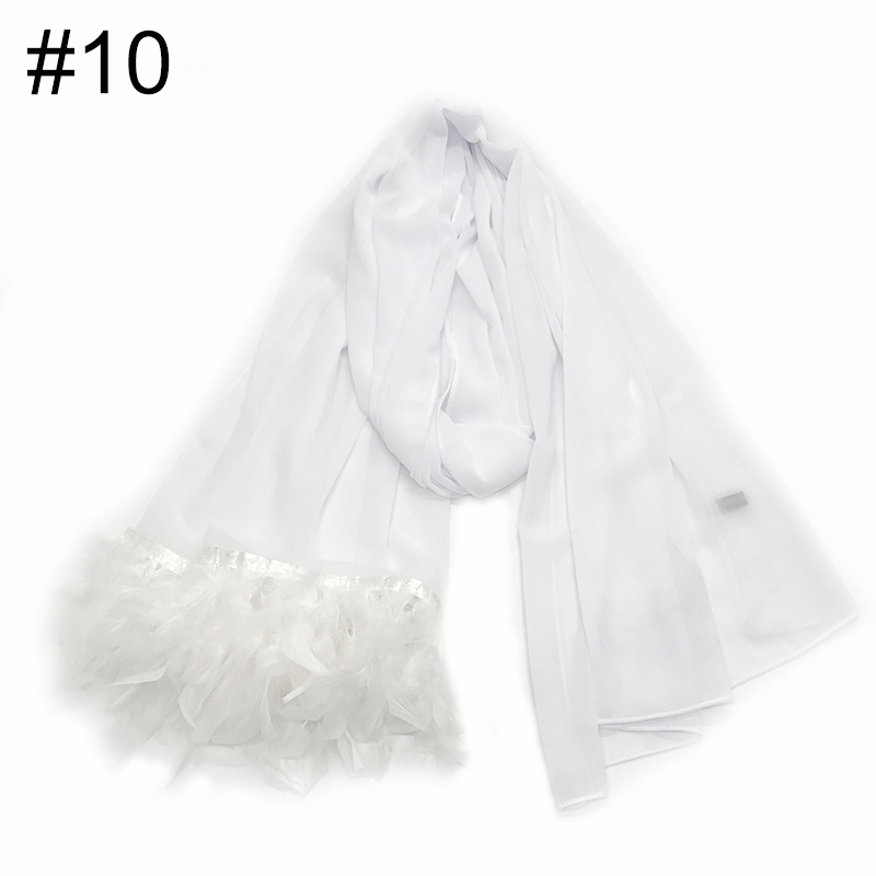 Elegant MH039 Chiffon Scarves with Feather Design, Perfect for Hijab Style4