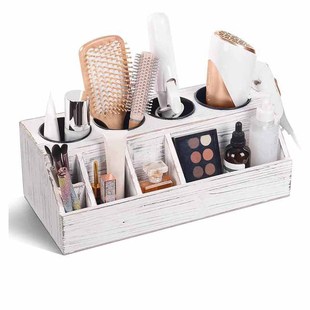 Customized Wooden Desktop Storage Box Wooden Cosmetics Hair Dryer Organizer Box Divided Storage Box Creative Old