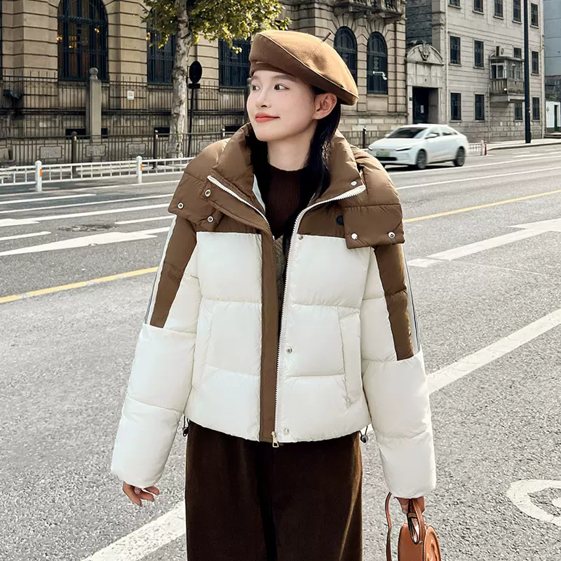 棉衣女短款冬季新款韩版宽松大码学院风面包棉服加厚外套撞色棉服