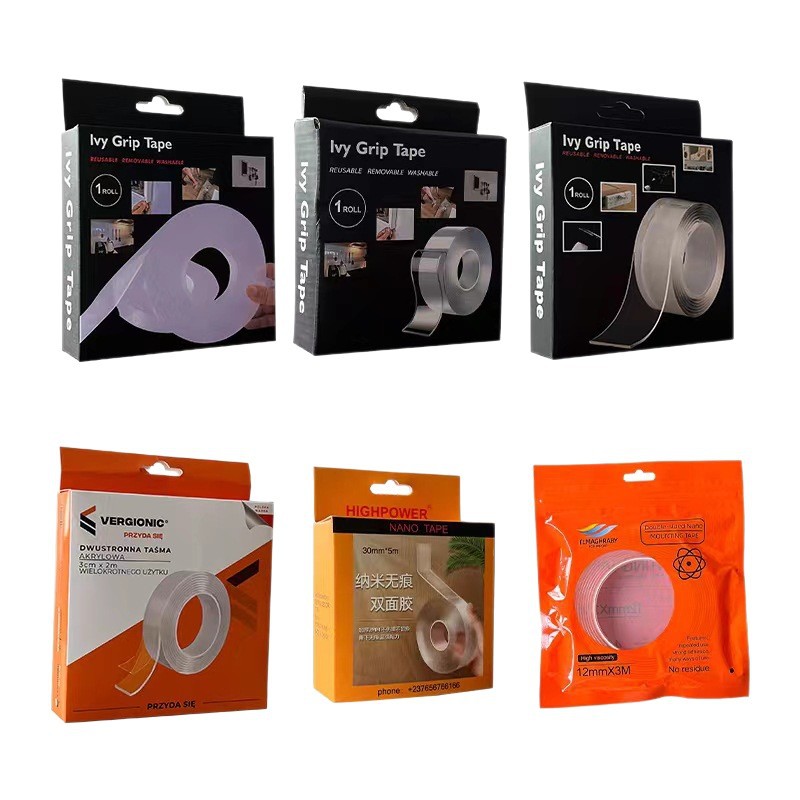 Cinta adhesiva de doble cara de alta resistencia, resistente a altas temperaturas, sin rastro, removible, lavable, de acrílico nano, al por mayor.