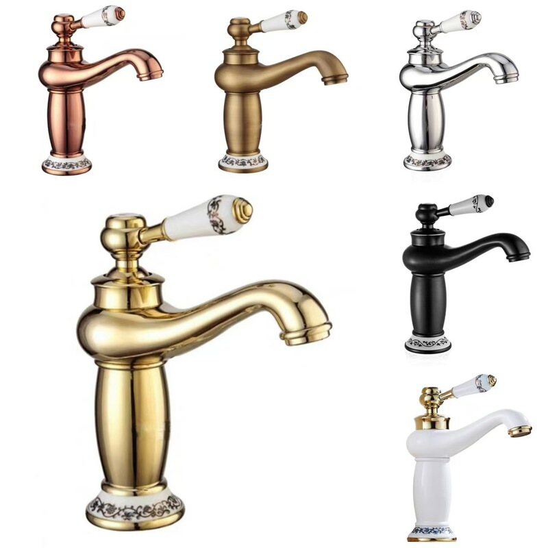 European-style all-copper magic lamp hot and cold basin faucet retro toilet table basin wash basin bathroom household faucet