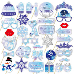 オリジナル新作33点冬雪だるまクリスマステーマ写真撮影道具雪花誕生日パーティー装飾用品