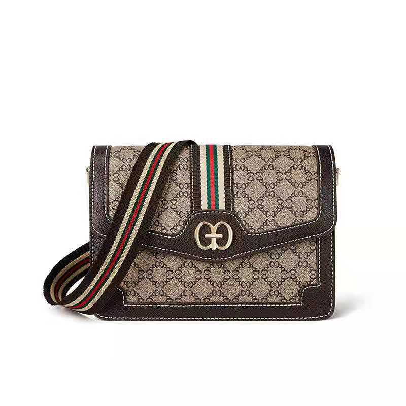 2022 New Fashion Vintage Printed Wide Shoulder Strap Crossbody Bag All-match Elegant Women's Shoulder Bag