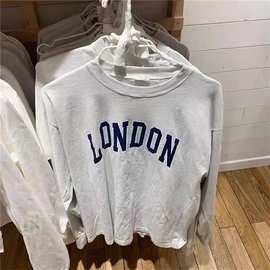 BM风Brandy同款新款LONDON长袖打底t恤女美式复古宽松上衣ins