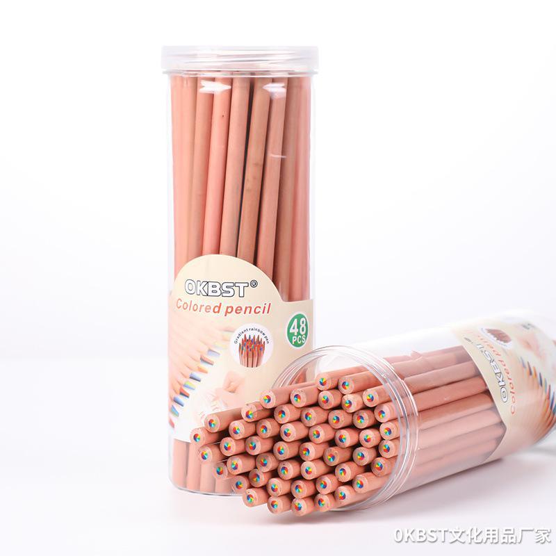 48-pieza barril Arco Iris lápiz 7-color multicolor registro Arco Iris degradado color plomo Escuela Primaria estudiante pintura lápiz