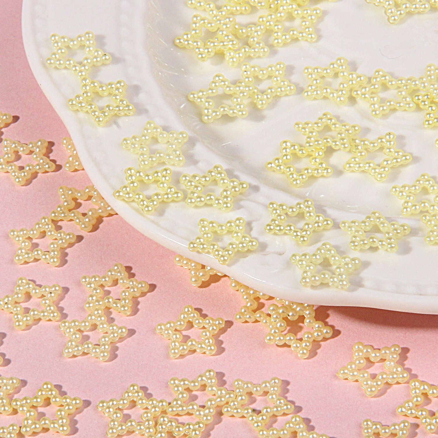 Artificial ABS perla hueco estrella de cinco puntas DIY crema teléfono móvil Shell material tocado accesorios fábrica ventas directas