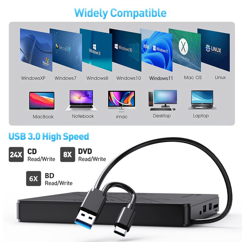 USB3.0 Blu-ray バーナー ノートブック モバイル Blu-ray ドライブ 3D4k HD Blu-ray 外部光学ドライブ読み取りおよび書き込み BD|undefined