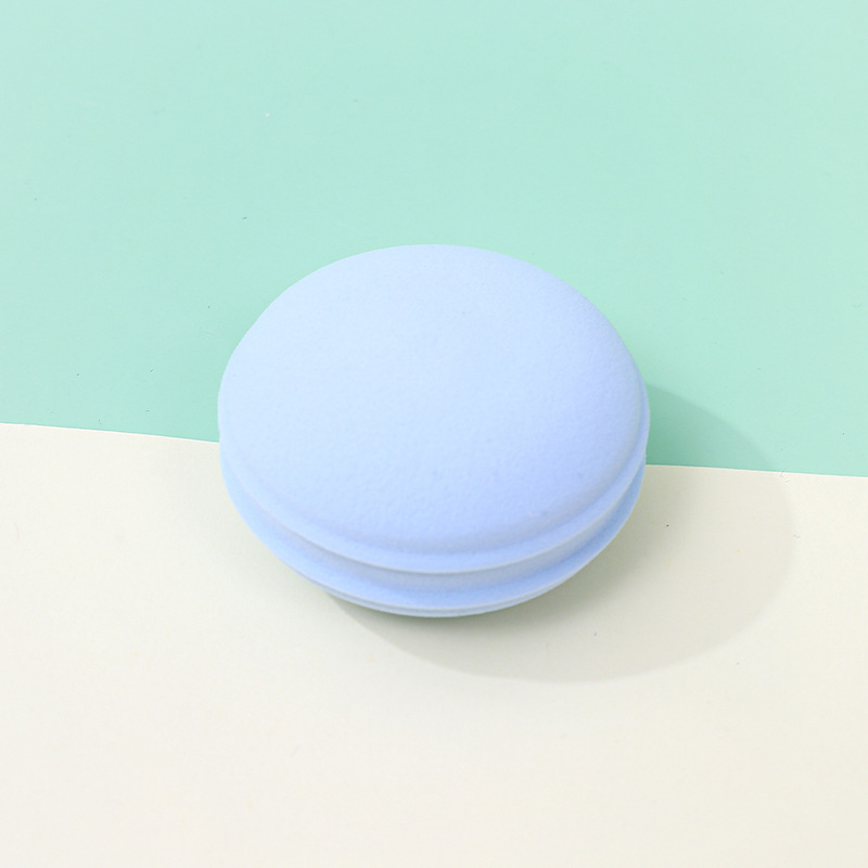 Polvo de macarrón transfronterizo, esponja de maquillaje redonda personalizada, esponja de maquillaje, huevo de maquillaje super suave, no comer polvo, seco y húmedo, doble uso