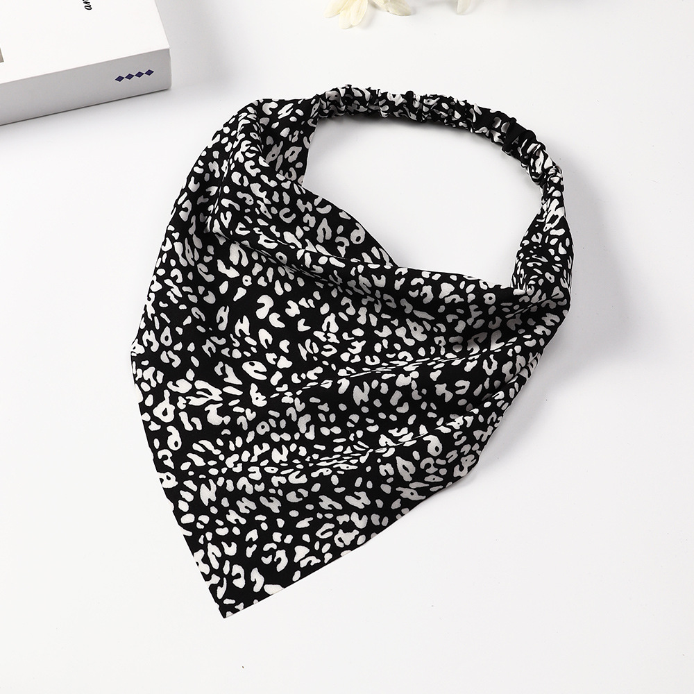 Korean leopard print floral elastic triangle scarf headbandpicture6