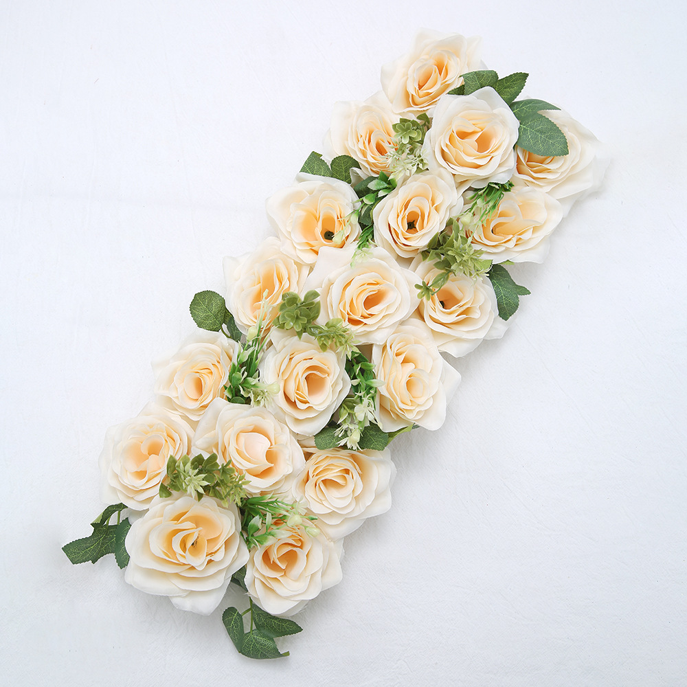 Flor de boda flor de simulación de boda tira larga aterrizaje T-Plane Road flor de guía de arco transfronterizo escena decoración flor de fila